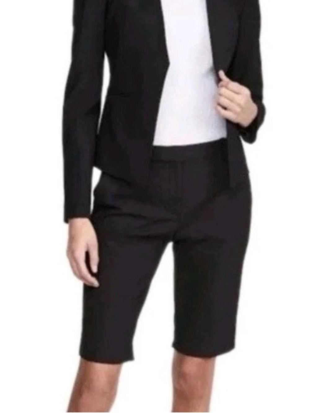 Theory Yanera Tailored Bermuda Shorts, 12” Inseam, Flat Front, Black, Size 2